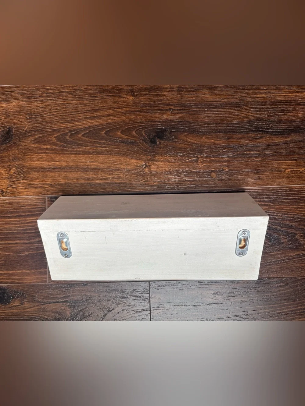 Wood Wall-Mounted Key/Misc. Shelf with 5 Hooks - White